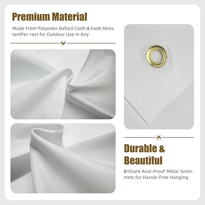 2 Pcs Blank DIY Banners Polyester Oxford Cloth White Banner with Hanging Rope for Wall Signs Writing DIY Painting Indoor Outdoor Office Camping Yard Birthday Party Decorations Supplies 1.6x1ft-BECKTEN