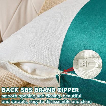 AmHoo Pack of 2 Velvet Panel Cotton Pillow Covers Decorative Pillowcase Cushion for Couch Sofa Bedroom 20 x 20-Inch Teal Green