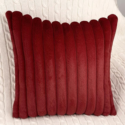 2 Pack 24x24 Pillow Cover Velvet Pillow Covers, Faux Fur Square Throw Pillow Covers for Living Room Decorations Throw Pillow Case, Throw Pillow Cover Cushion Cover for Sofa Bedroom Car, Burgundy Red