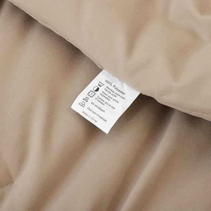 ROSGONIA Twin/Twin XL Comforter Set for Girls Boys Taupe Brown, 1 Tan Comforter & 1 Pillowcase, All Season Kids Comforter Lightweight Dorm Bedding