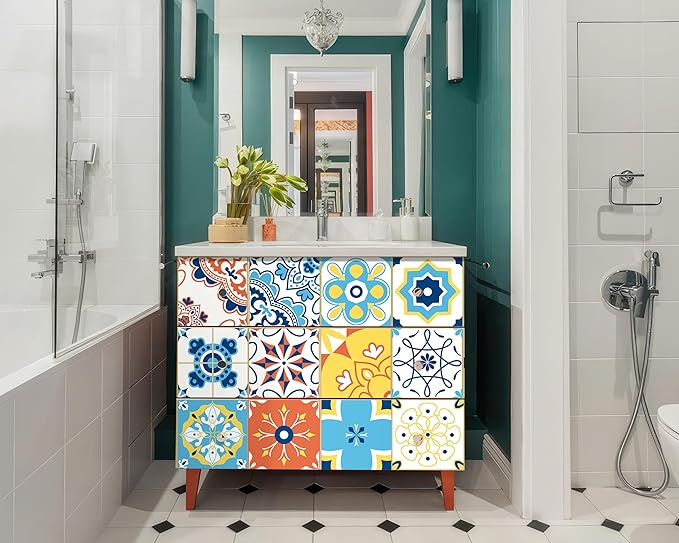 FLFK Wallpaper Border Tile Stickers Peel and Stick Wall Border for Kitchen Backsplash Bathroom Shower Room,9"x240"