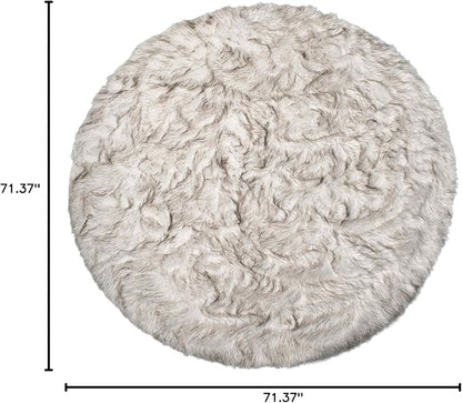 Luxe Gordon Faux Fur Rug with Soft and Fluffy Pile | Machine Washable Living Room Rug with Anti-Slip Backing | Cruelty-Free Area Rugs for Office or Bedroom, Gradient Chocolate, 6 ft Dia.