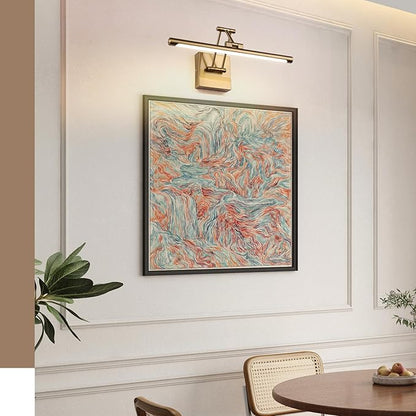 Hard-Wired Picture Light Dimmable LED Picture Lights for Paintings 15.7 Inch Brass Metal Body Wall Pictures with Adjustable Gold Swing Arm Art Display Lamps 7W 3000K Warm White Book Light