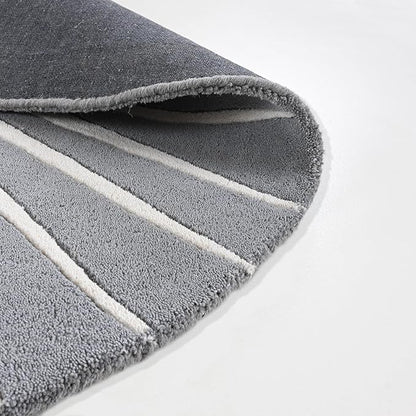 Modern Round Area Rug – Hand-Tufted with 100% NZ Wool, Thick & Soft Circular Carpet for Living Room, Bedroom & Dining Room Decor (Grey, 9' Round)