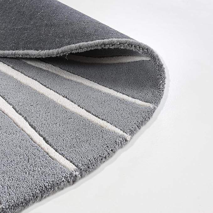 Modern Round Area Rug – Hand-Tufted with 100% NZ Wool, Thick & Soft Circular Carpet for Living Room, Bedroom & Dining Room Decor (Grey, 6' Round)