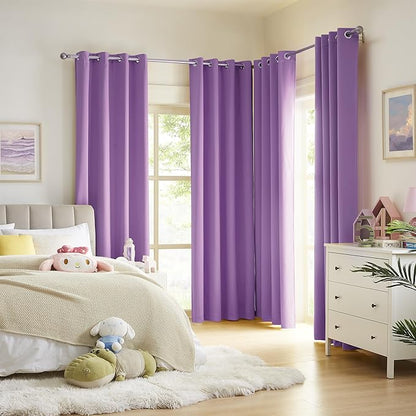 DUALIFE 96 Inch Length Purple Blackout Curtain Panels/Drapes for Living Room Solid Energy Efficient Room Darkening Bedroom Curtains Thermal Insulated Grommet Top 52 x 96 inch Amethyst Orchid
