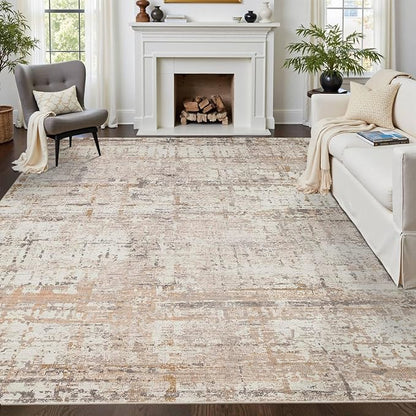 Area Rugs 8x10,Large Soft Rugs for Living Room, Washable Rug,Modern Neutral Abstract Rugs for Bedroom Dining Room, Non-Slip Foldable Thin Indoor Carpet, Stain Resistant(Beige Grey)