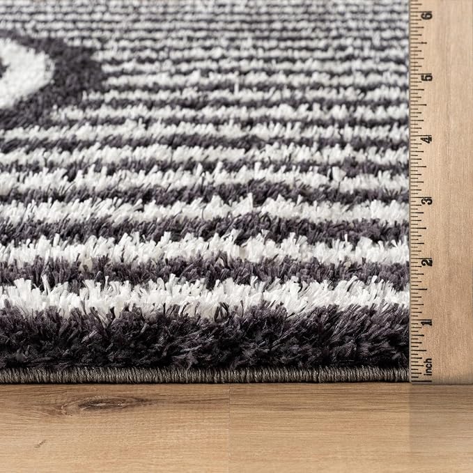 Rugshop Abstract Arch Shag Area Rug Anthracite Dark Gray 7' 10" x 10' Perfect for Large Living Rooms, Dining Areas, or Master Bedrooms