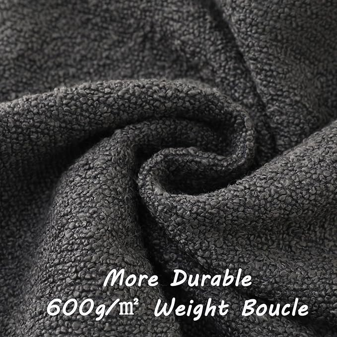 FUTEI Pack of 2 Dark Grey Decorative Throw Pillow Covers 22x22 Inch Soft Cozy Solid Boucle Textured Cushion Case,Modern Home Decor for Couch Bed Living Room