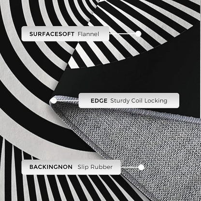 Black and White Circle Rugs for Home Decor, 8x10 ft, Abstract Op Art Area Rugs for Living Room, Soft Non Slip Washable Modern Geometric Carpet Bedroom Decorations Dt-Ghf-31