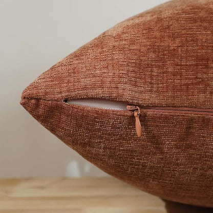 Jeneoo Terracotta Decorative Throw Pillow Covers Soft Chenille Comfy Lumbar Couch Cushion Cases for Living Room Sofa Decor (Set of 2, 12 x 20 Inches)