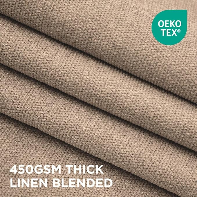 Joydeco Thick Linen Pinch Pleated Curtains 96 Inch Long 2 Panel Set for Living Room, Double-Faced Curtain for Bedroom, Back Tab Blackout Drapes with Adjustable Hooks (40”W x96”L,Thick Linen)