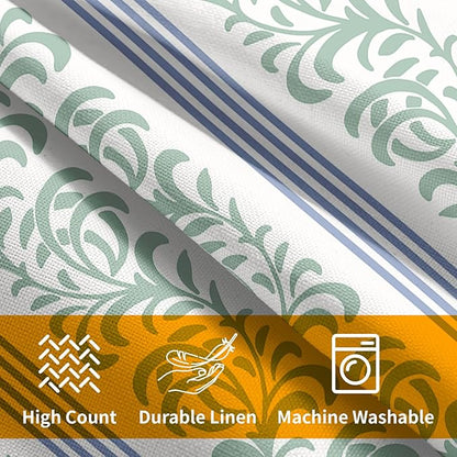 Blue Green Floral Pillow Covers 18x18 Set of 2 Spring Vitage Flower Striped Pattern Rustic Decorative Outdoor Farmhouse Zipper Boho Pillowcases Decorations Throw Cushion Cover Decor for Couch Sofa Bed