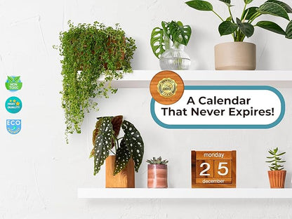BSIRI Wooden Perpetual Calendar Desk Blocks Cute for Date Cubes Display Decor Gifts for Dad Mom Office Block Monthly Small Planner Family Birthday Wood Block Calendar for Desk