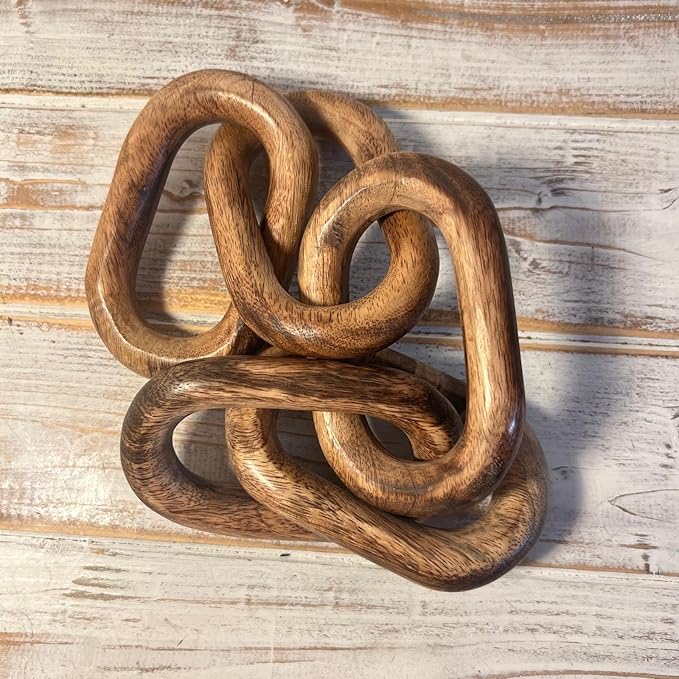 Thorness Rustic Wooden 5-Link Chain Ornament for Home Decor, Ideal for Living Room, Shelf, and Coffee Table Decoration
