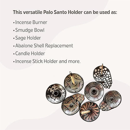 Luna Sundara Authentic Peru Pottery Palo Santo Stick Holder and Incense Holder with 5 Palo Santo Sticks Handmade Ceramic Smudge Bowl Sage Holder Black and White Maze Gift Set