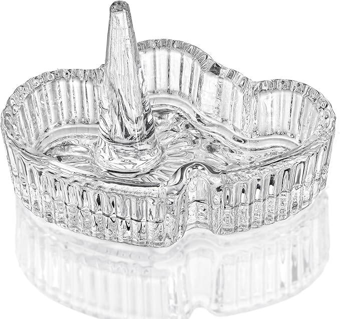 H&D HYALINE & DORA Crystal Heart Ring Holder Engagement Wedding Ring Holder For Jewelry, Christmas Birthday Gifts for Women,Her,Best Friend