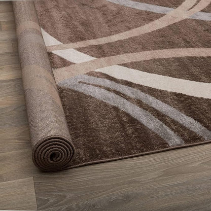 Rugshop Modern Wavy Circles Design Accent Rug, Non-Shedding Carpet for Entryway, Bathroom, or Kitchen, Brown, 2' x 3'