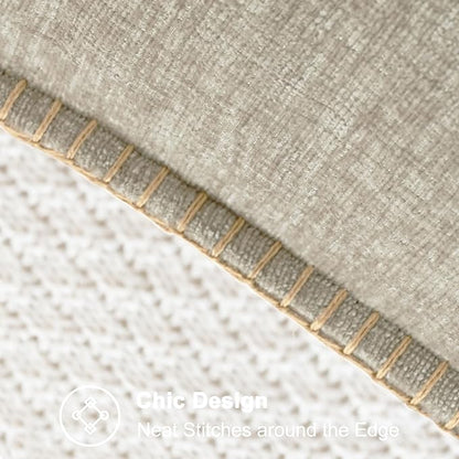 CaliTime Throw Pillow Covers Decorative 12 X 20 Inches Pack of 2 Cotton Thread Stitching Edges Solid Dyed Soft Chenille Cushion Cases for Couch Sofa Bed Living Room Farmhouse Light Taupe