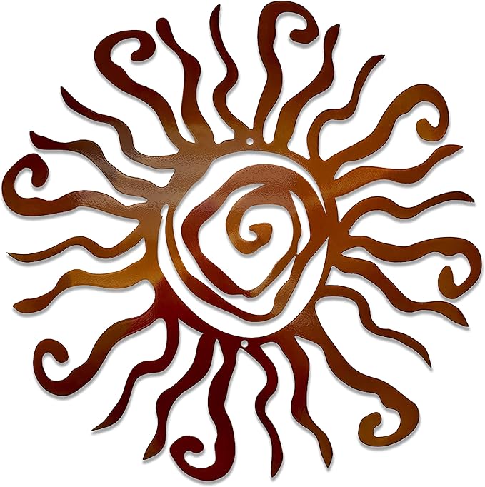 Riverside Designs Wacky Sun Metal Wall Art Indoor/Outdoor Decor - 30" Copper Rust Proof Wall Sculpture - Made in USA - Ideal for Bedroom, Garden, Home, Patio and Farmhouse