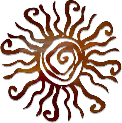 Riverside Designs Wacky Sun Metal Wall Art Indoor/Outdoor Decor - 36" Copper Rust Proof Wall Sculpture - Made in USA - Ideal for Bedroom, Garden, Home, Patio and Farmhouse