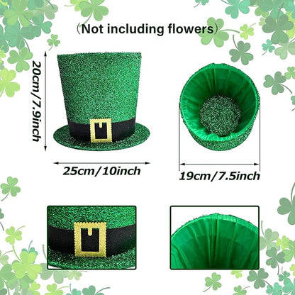 St. Patrick's Day Decorative Hat Vase, DIY Green Hat Flower Pot, St. Patrick's Day Tabletop Decoration Foldable Flower Pot Hat (Flowers Not Included)
