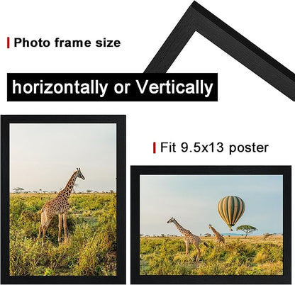 9.5 x13 Picture Frame Set of 5, Black Wooden Frame 9.5x13 Wall Gallery Poster Photo frame with Shatter Resistant Plexiglass,Horizontal and Vertical Formats for Wall Hanging best gift