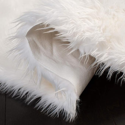 SAFAVIEH Faux Sheep Skin Collection 3' x 5' Ivory FSS115A Silken Glam 2.35-inch Thick Area Rug