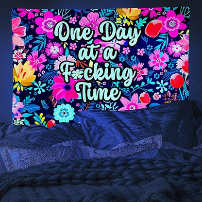 ADDWel Blacklight Floral Tapestry, Hippie Flower Tapestry Glow In The Dark, UV Reactive Black Light Upright Posters Wall Hanging for Bedroom Dorm Living Room Backdrop Decor