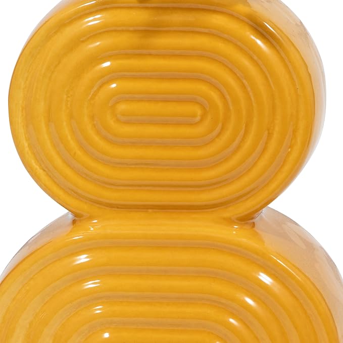 Sagebrook Home Boho Decorative Vase - Geometric Textured Stoneware Ceramic - Modern Accent for Home, Office, Bedroom, Living Room - 10" Gold