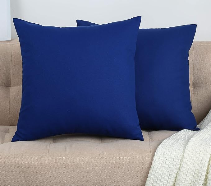 TangDepot Handmade Decorative Solid 100% Cotton Canvas Throw Pillow Covers/Cushion Covers, 45 Colors Available - (18" x18" , Royal Blue, 2 Count (Pack of 1))