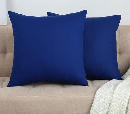 TangDepot Handmade Decorative Solid 100% Cotton Canvas Throw Pillow Covers/Pillow Shams, (20"x20", Royal Blue)