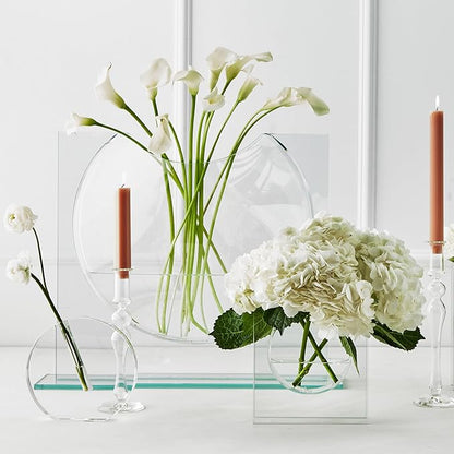 Z GALLERIE Clear Ellipse Vase for Centerpieces Home Decor, Cute Bookshelf Decor, Artistic and Cultural Glass Vases for Home Office (Not Including Flowers)