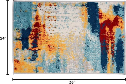 Rugshop Sky Collection Abstract Area Rug, Fade-Resistant Carpet for Living Room,Entryway,Doormat or Bedroom, 2' x 3'