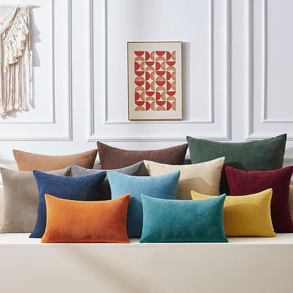 GAWAMAY Decorative Square Throw Pillow Covers 18x18 Inch Set of 4, Super Soft Chenille Pillows Cover Fall Pillowcase for Living Room Bedroom Sofa Couch Cushion Cover Coffee 45x45cm (No Insert)