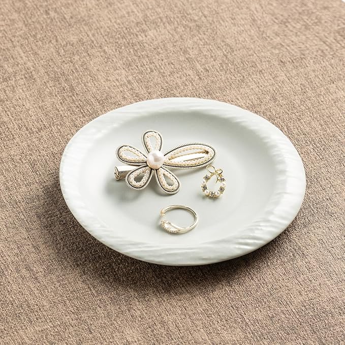 Ceramic Jewelry Tray Decorative Ring Holder and Trinket Dish for Women Wedding Engagement Birthday Gift for Her Jewelry Vanity Tray graduation gifts (grey)