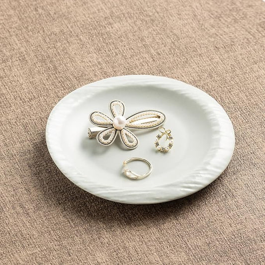 Ceramic Jewelry Tray Decorative Ring Holder and Trinket Dish for Women Wedding Engagement Birthday Gift for Her Jewelry Vanity Tray graduation gifts (grey)