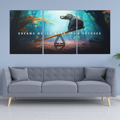 Yetaryy Motivational Poster Inspirational Wall Art 3 Pieces Canvas Painting Lion Artwork for Living Room Office Modern Home Decor Prints Pictures Wall Decor Framed Ready to Hang [36''Wx 16''H]