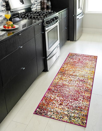Rugs.com Arlington Collection Rug – 10 Ft Runner Multi Medium-Pile Rug Perfect for Hallways, Entryways
