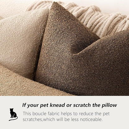 Foindtower Decorative Textured Boucle Throw Pillow Covers Accent Solid Pillow Cases Neutral Soft Cozy Couch Cushion Case for Chair Sofa Bedroom Living Room Home Decor 24x24 Inch,1PC,Chocolate