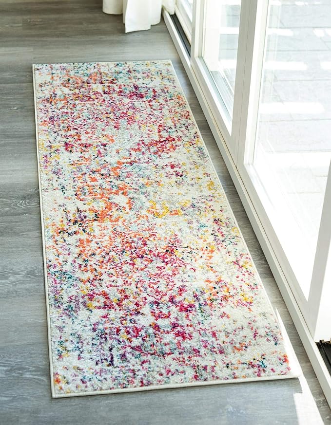 Rugs.com Arlington Collection Rug – 12 Ft Runner Multi Medium-Pile Rug Perfect for Hallways, Entryways
