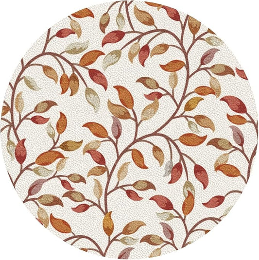 Fall Leaves Coaster Set of 4 Autumn Cup Coasters for Drinks Thanksgiving Harvest Waterproof Wipeable PVC Round Coasters Mat for Coffee Beer Wine Outdoor Patio Table Bar Desk Seasonal Desk Decor