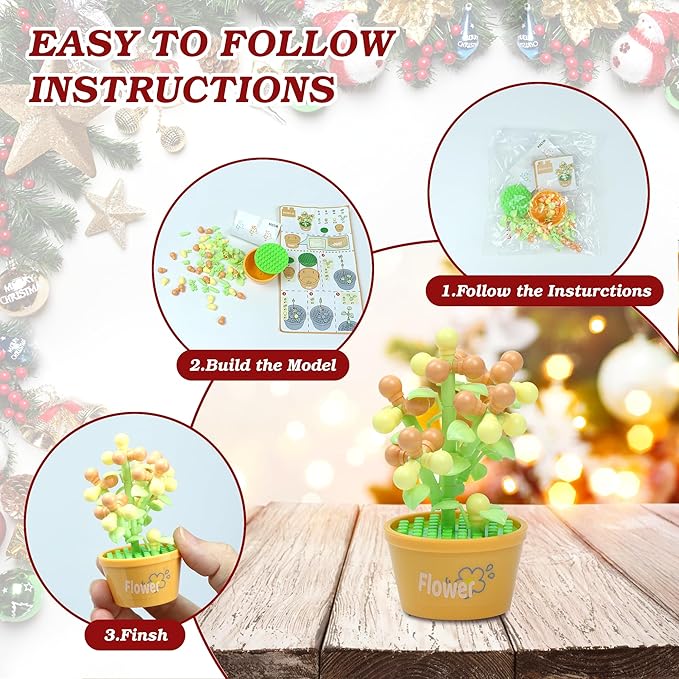 12 Days Advent Calendar 2025 Kids, 12 Packs Flower Building Blocks Set, Advent Calendar 2025 Boys for 6+ Years Old, Christmas Gifts for Girls and Boys, Party Favors (Flower Pot)