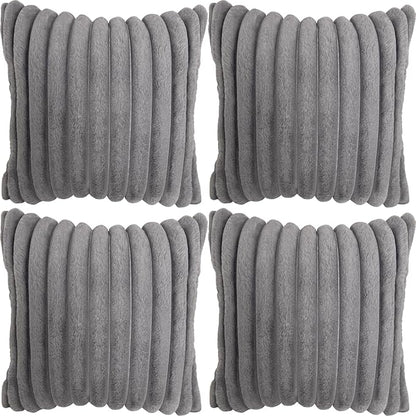 4 Pack 18x18 Pillow Cover Velvet Pillow Covers, Faux Fur Square Throw Pillow Covers for Living Room Decorations Throw Pillow Case, Throw Pillow Cover Cushion Cover for Home Sofa Bedroom Car, Grey