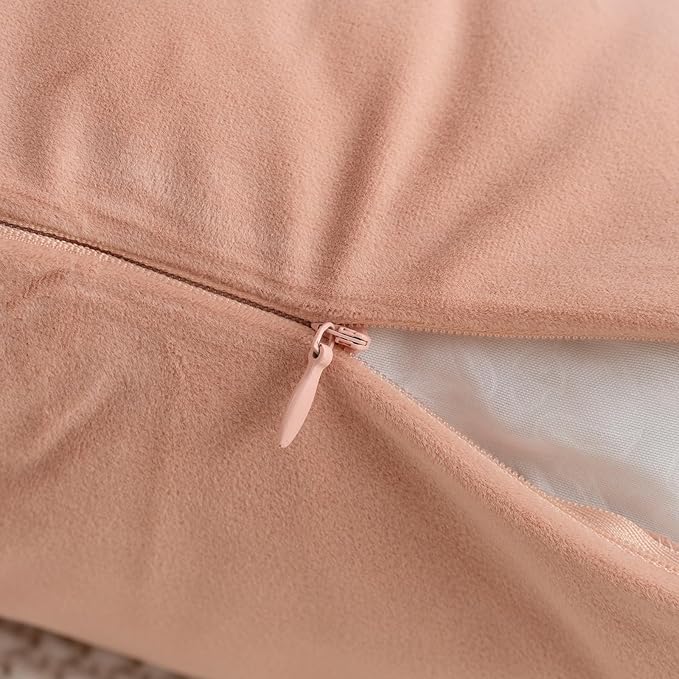 HWY 50 Dusty Pink Velvet Throw Pillow Covers 20x20 Inch, Pack of 2 Soft Cozy Solid Decorative Luxury Cushion Cases for Couch Sofa Bed Living Room Bedroom