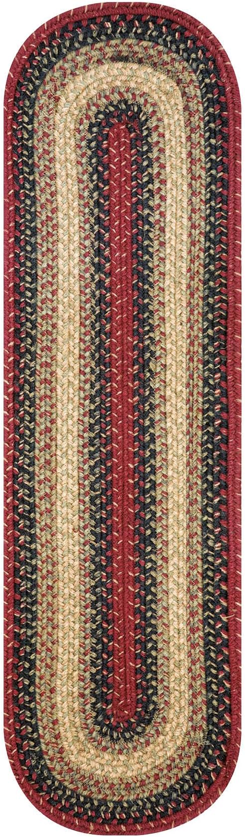 Homespice Highland Jute Braided Staircase Step Treads, Country Lodge Decor, Set of 13, Multicolor 8x28 Oval Rug for Stairs - Easy to Clean, Tightly Stitched and Durable