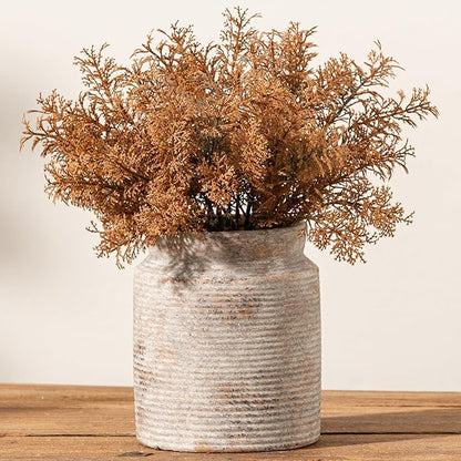 Ceramic Flower Vase 6.5 inch Farmhouse Rustic Vase for Home Decor Handcrafted Pottery Vase Small Terracotta Vases for Dining Table Decor Fireplace Living Room Bathroom Wedding Centerpiece(M-Terra)