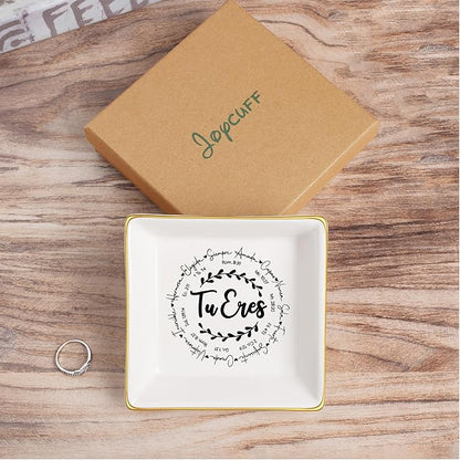 JoycuFF Confirmation Gifts for Teen Christian Gifts for Women, Religious J Catholic Communion ewelry Dish Gifts for Women