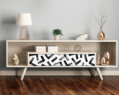 FLFK Black and White Design Wallpaper Border - Peel and Stick Wall Paper, Self Adhesive Removable PVC Borders Sticker, Modern Waterproof Trim for Home Decor, 9" x 240"