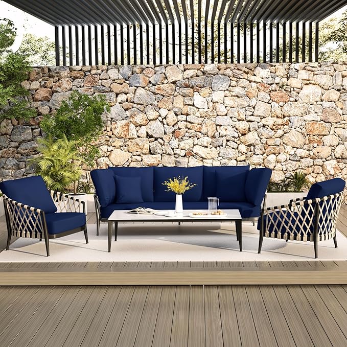 hyha Waterproof Couch Cushion Covers, Stretch Sofa Couch Seat Slipcover for Dog Washable, Non-Slip Waterproof Outdoor Cushion Covers for Patio Furniture Replacement (1 Piece for Small, Navy)